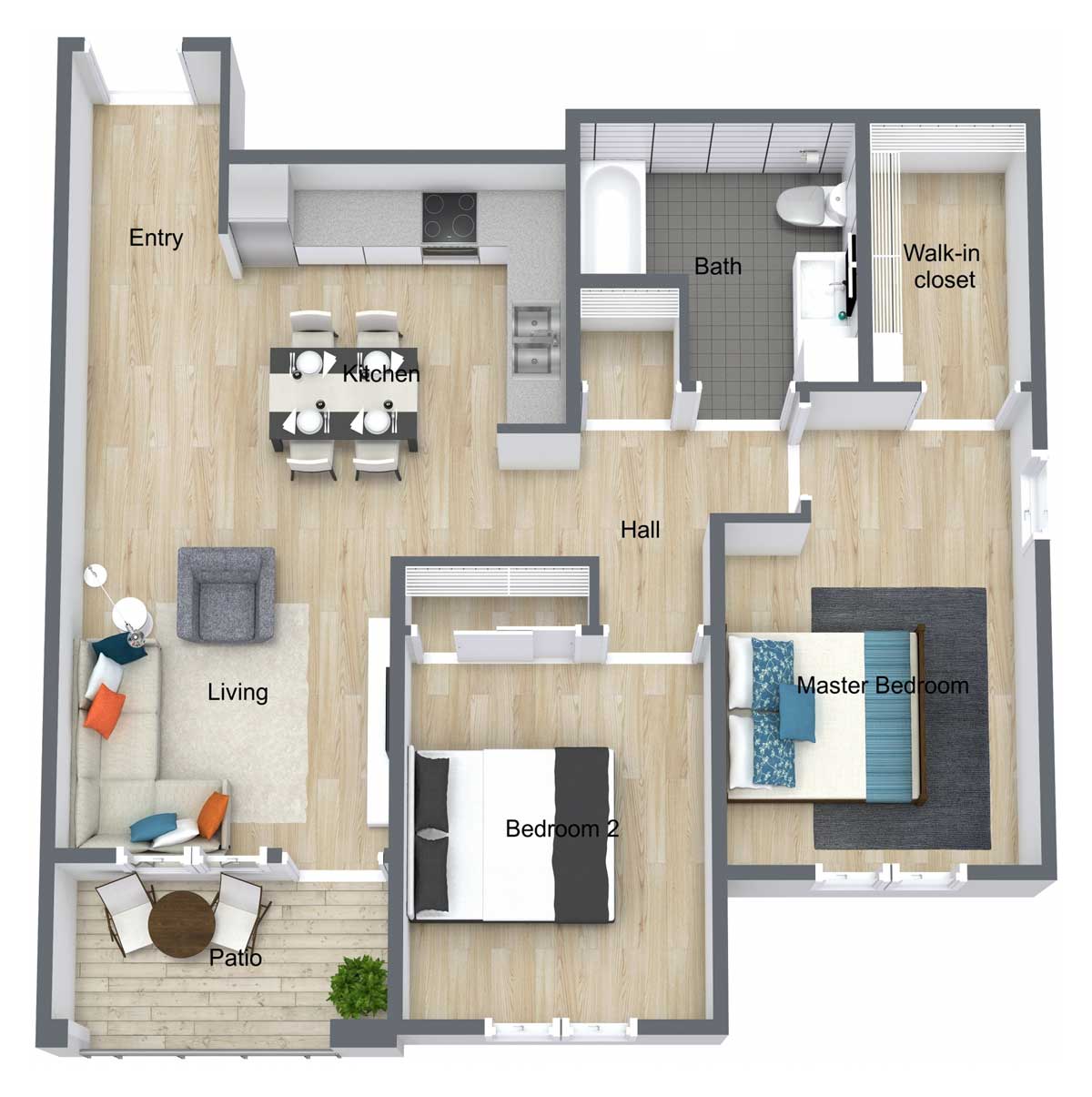 Market Center | Two Bedroom Floor Plan
