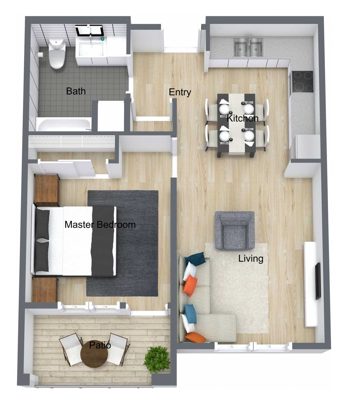 Market Center | One Bedroom Floor Plan